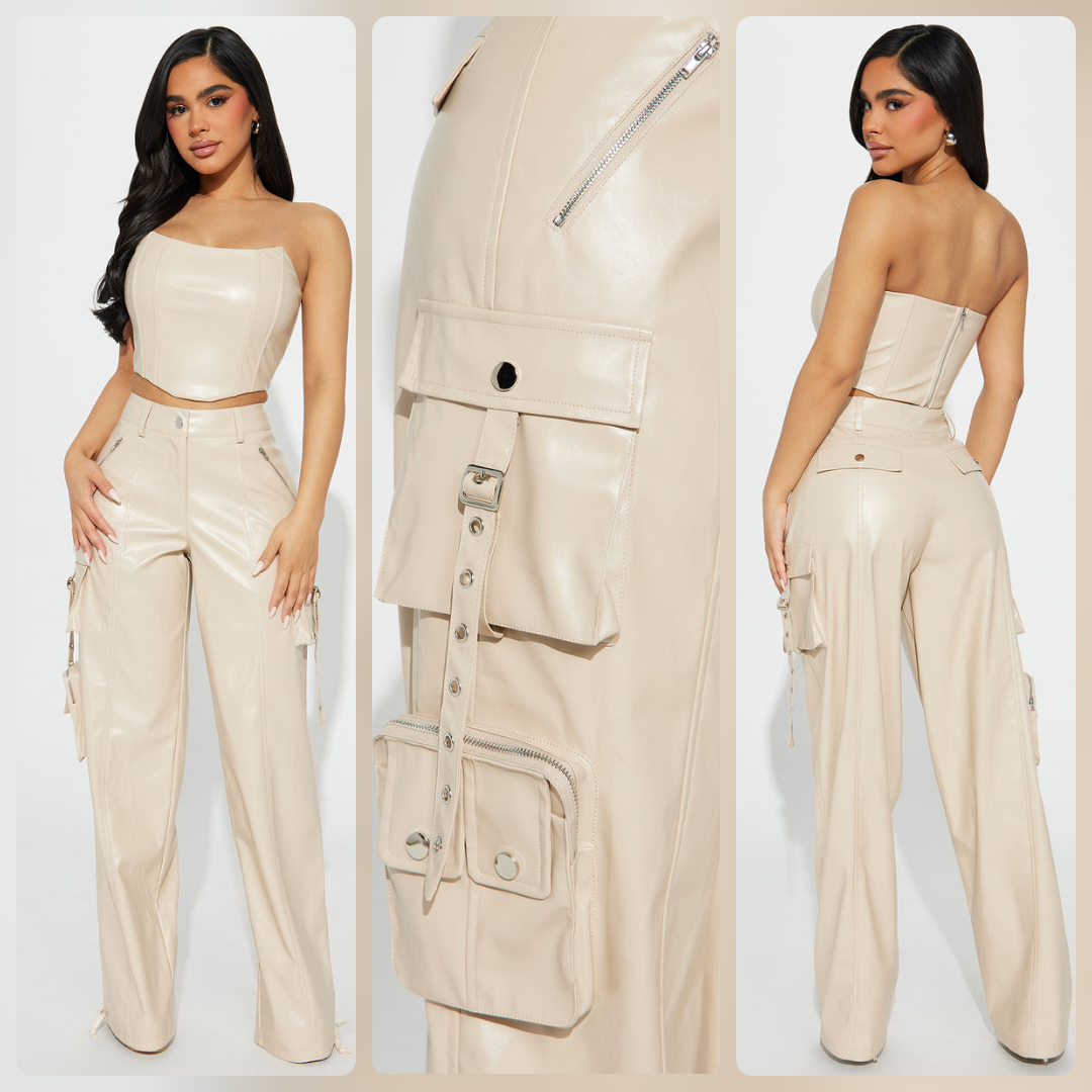 Moments Faux Leather Pant Set