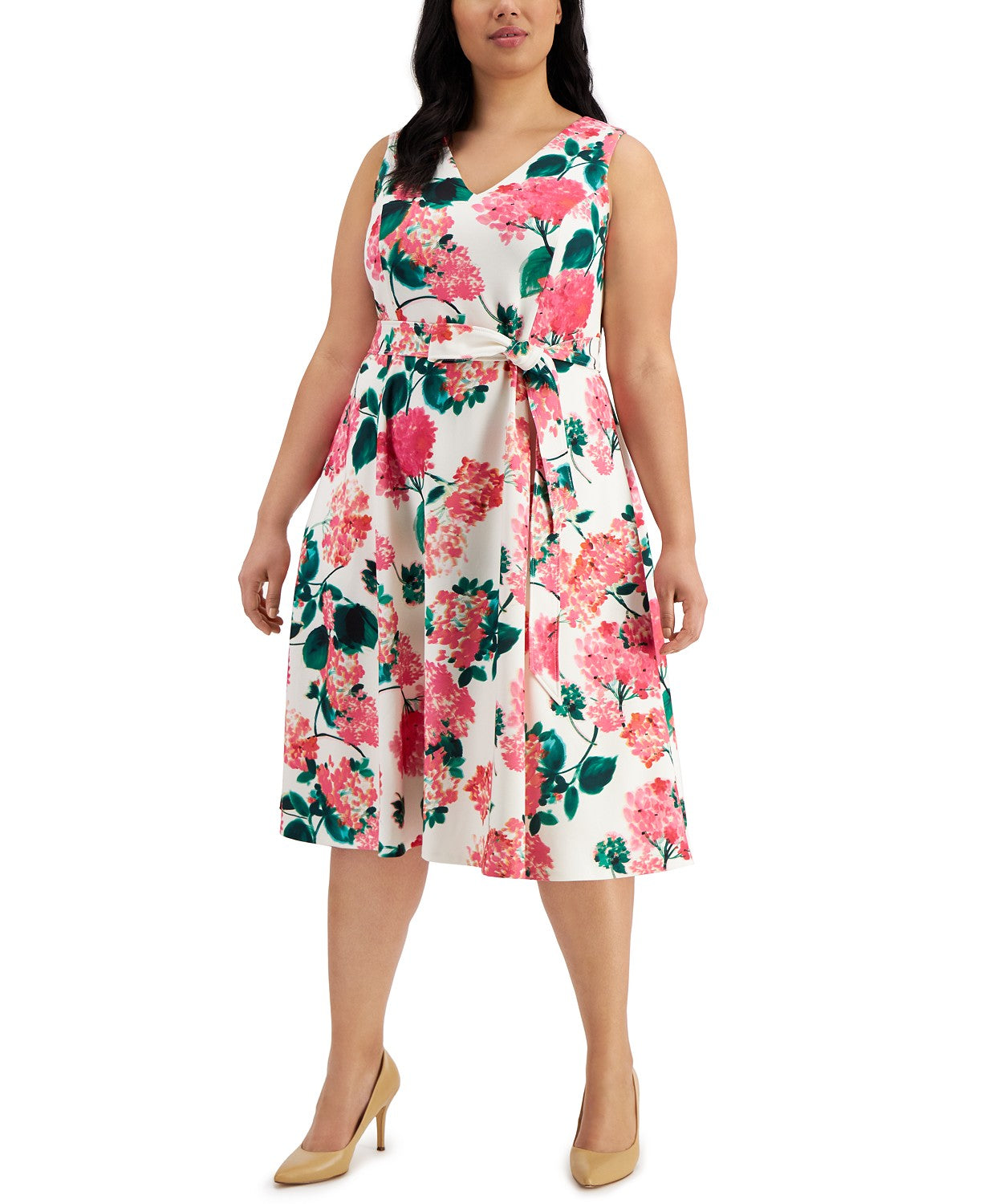 Calvin Klein Plus Size Belted Dress