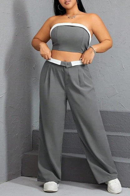 Contrast Trim Crop Top Set