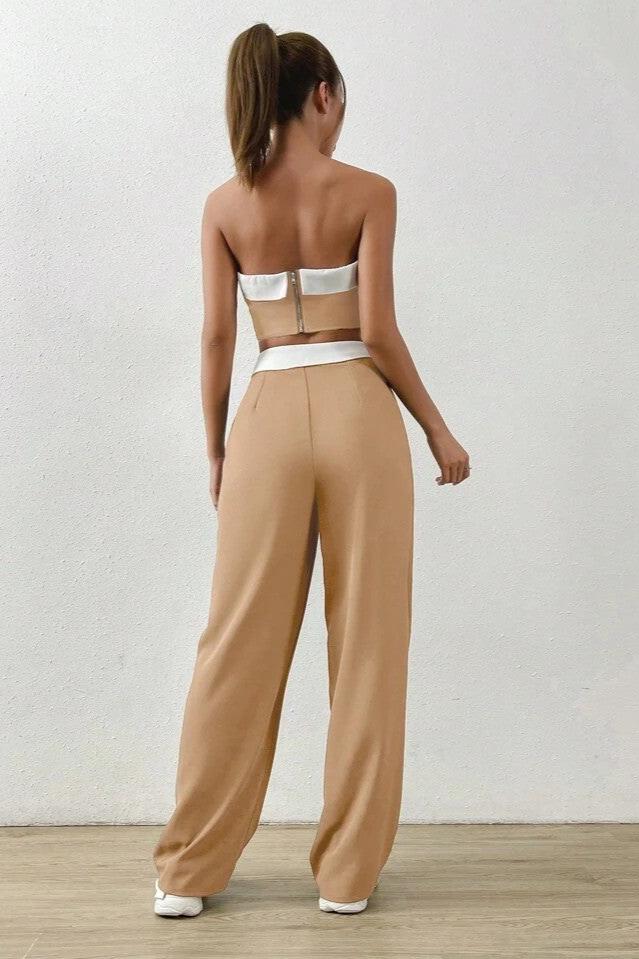 Contrast Trim Crop Top Set