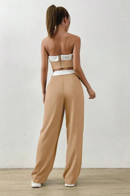 Contrast Trim Crop Top Set