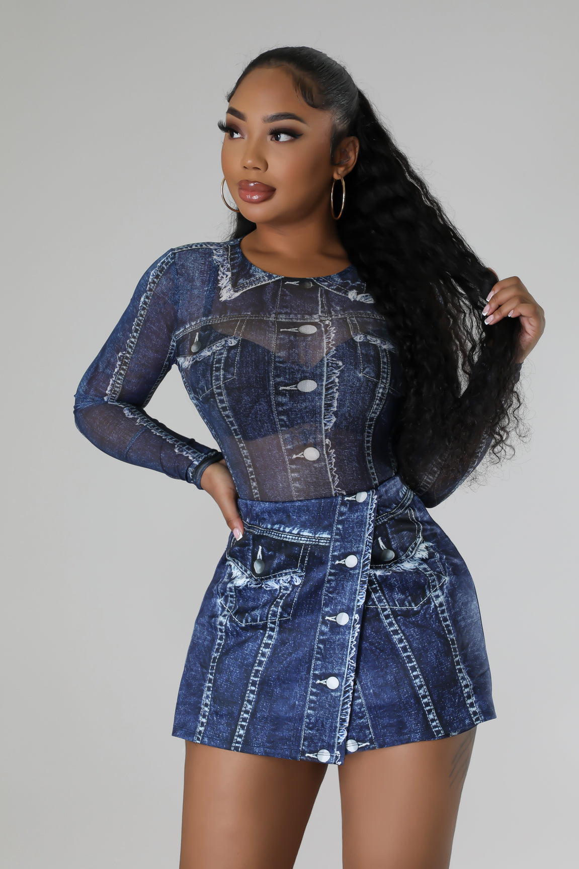 She Classy Bodysuit Skirt Set