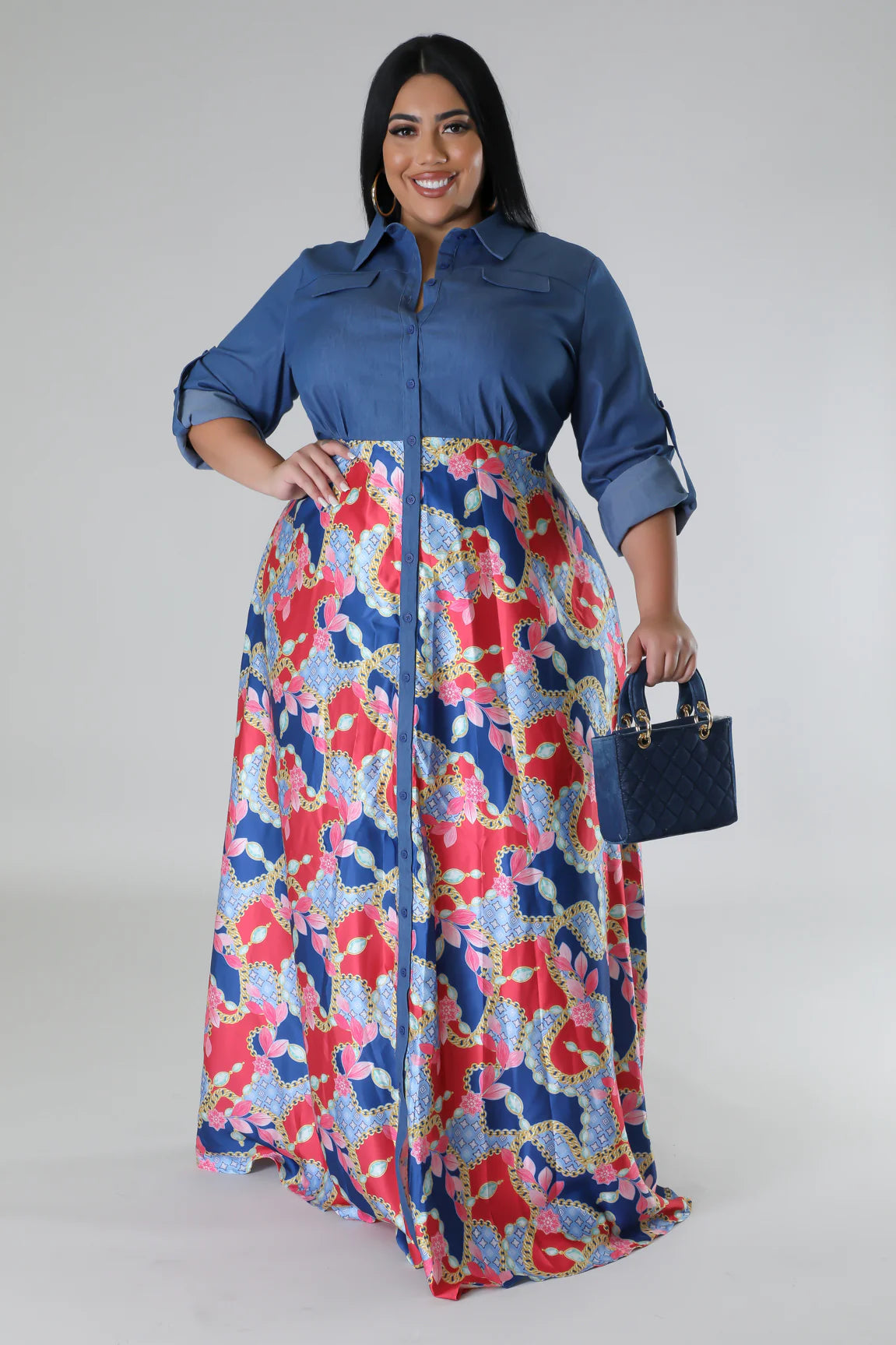 Jacy Denim Floral Dress