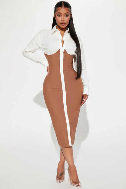 Getting Serious Midi Shirt Dress