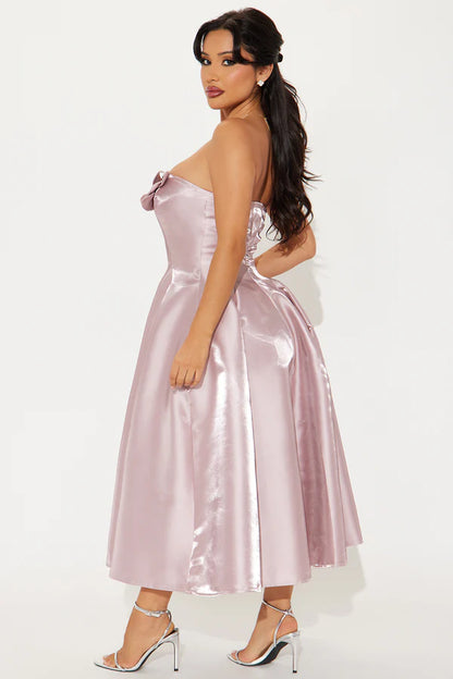 L Bow Taffeta Midi Dress