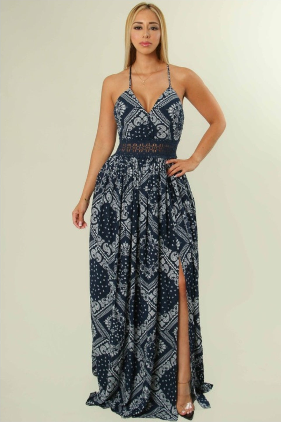 Paisley Pattern Sleepless Maxi Dress