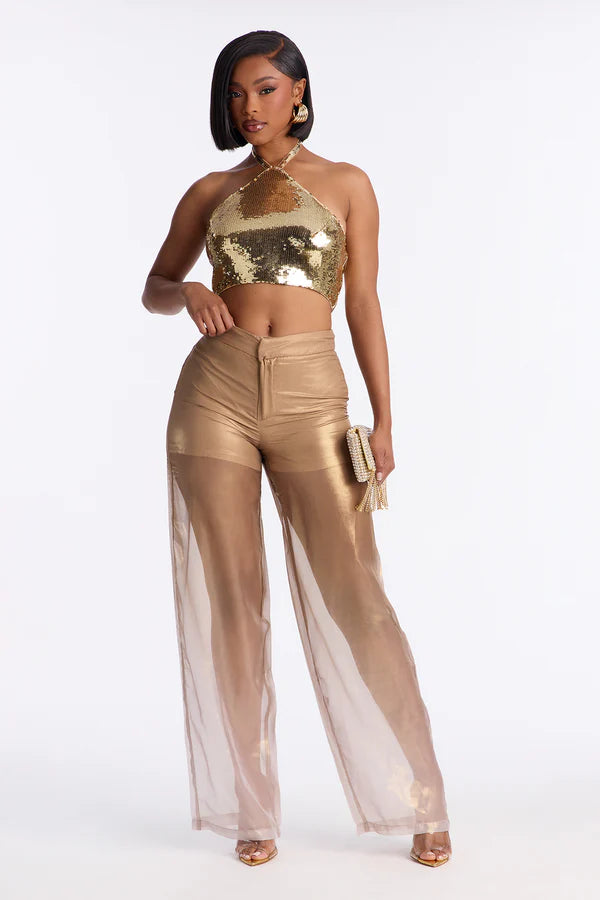 Chiffon Ombre Wide Leg Pant