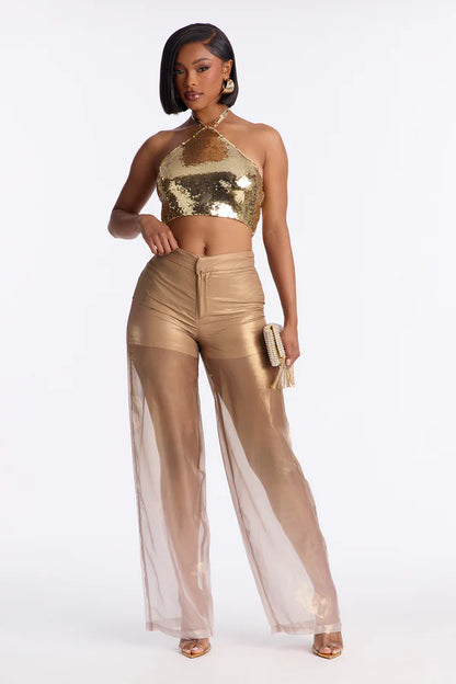Chiffon Ombre Wide Leg Pant