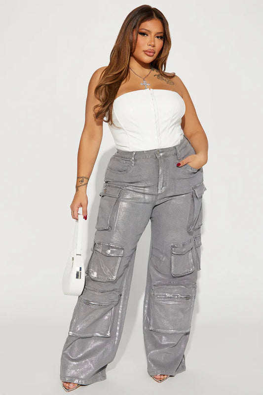 TTS Foil Baggy Cargo Jeans