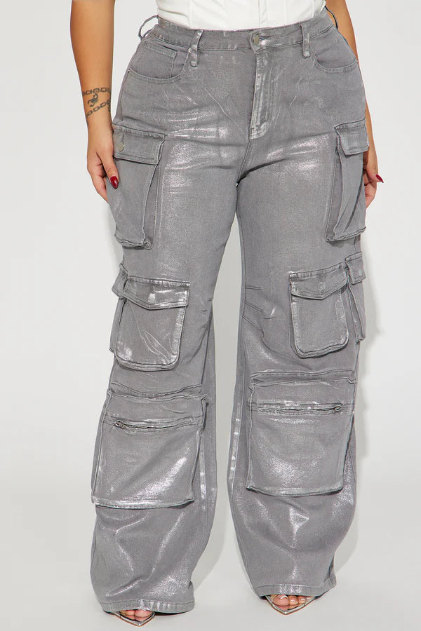TTS Foil Baggy Cargo Jeans