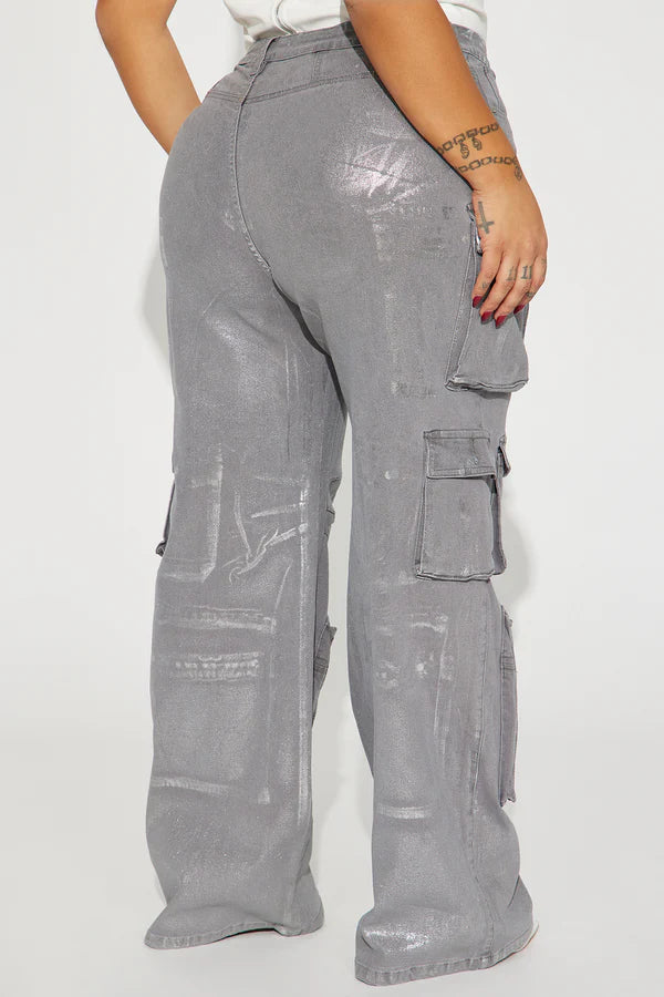 TTS Foil Baggy Cargo Jeans