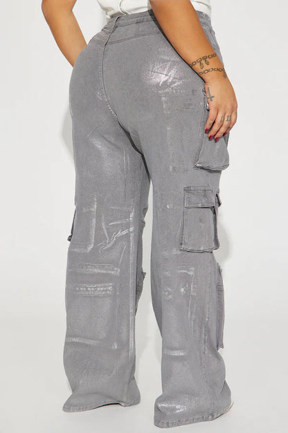 TTS Foil Baggy Cargo Jeans