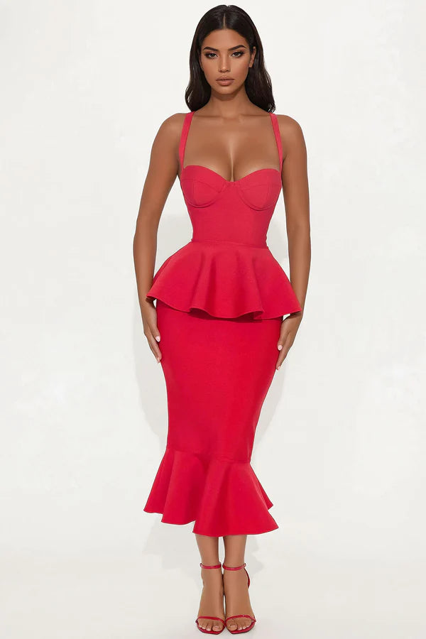 Veronica Peplum Midi Dress