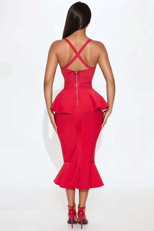 Veronica Peplum Midi Dress