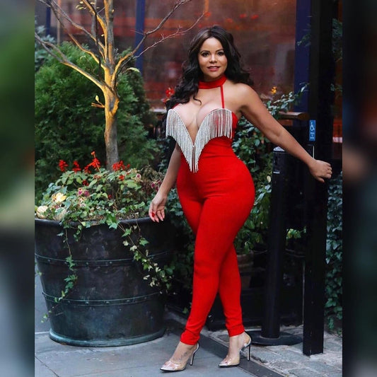 Rhinestone Halter Jumpsuit